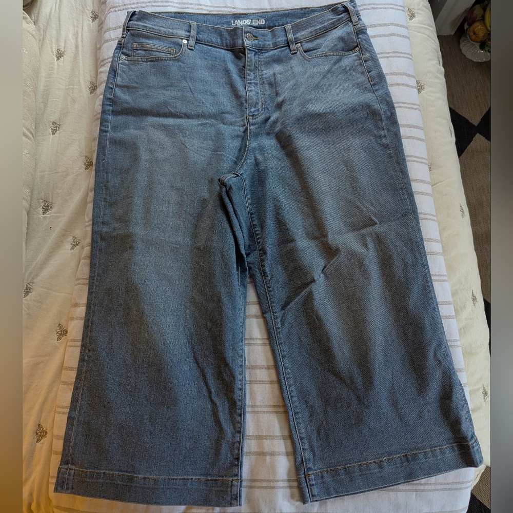 lands end women's wide leg cropped jeans size 20 nwt